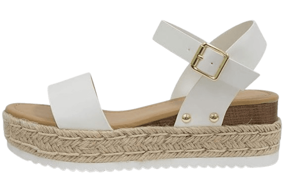 Soda CLIP Open Toe Ankle Strap Platform Espadrille Sandal