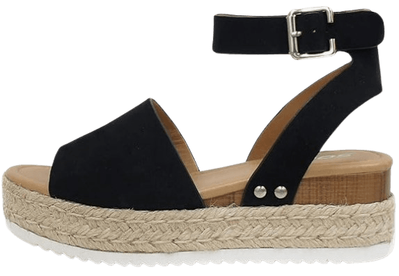 Soda Topic Open Toe Buckle Ankle Strap Espadrilles